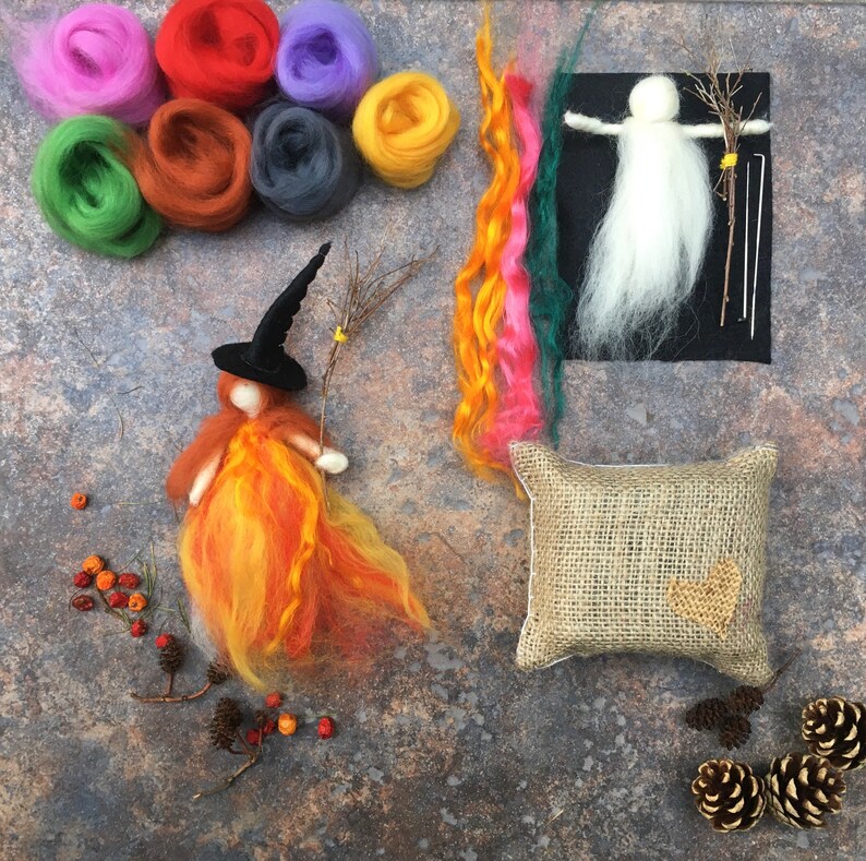 Needle Felting Halloween Witch Kit Make Your Own Halloween Etsy UK