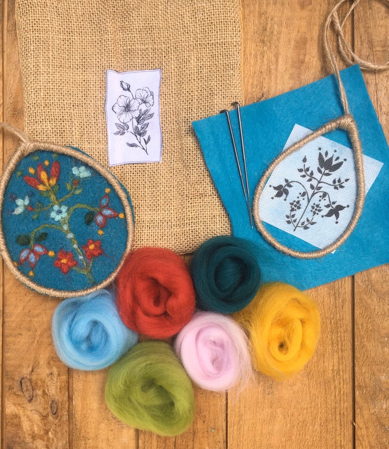 Needle felting kit folk art flower craft craft kit adult Etsy