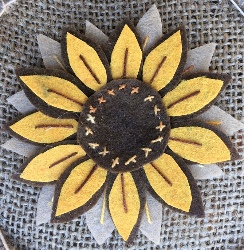 Sunflower Felt Appliqué Craft Kit Embroidery Felt Etsy UK
