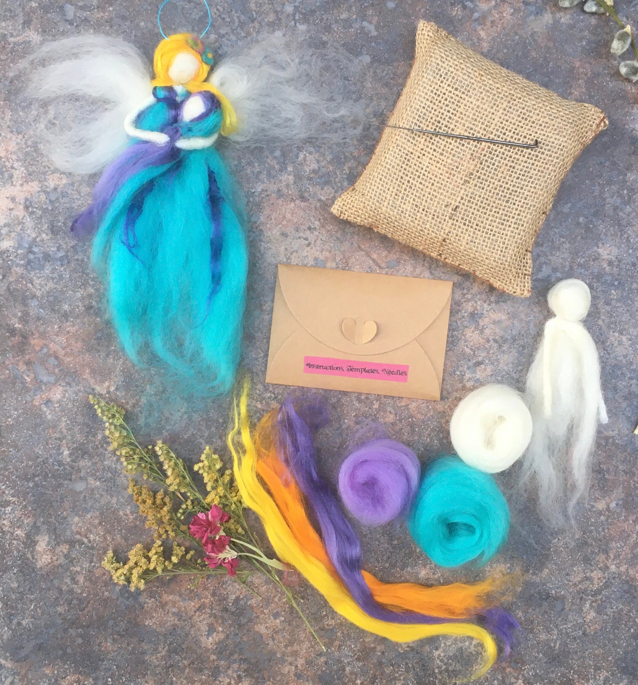 Needle felt a fairy kit.Needle felting kit. Mother and baby. Etsy