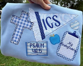 Custom Embroidered Christian Teacher Shirt | Faith School Applique Tee
