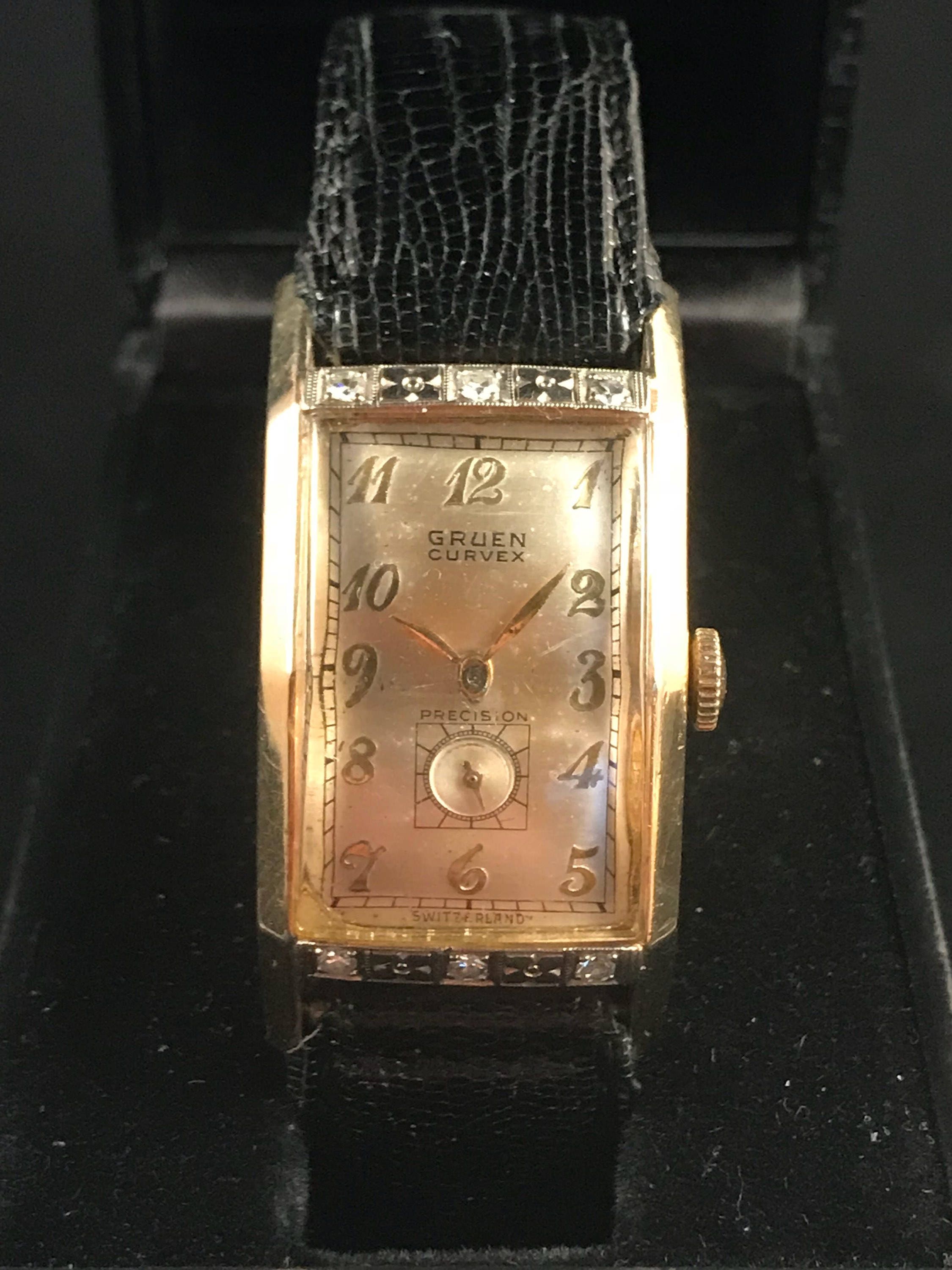 Vintage Gruen Curvex Precision Watch with Diamonds | Etsy