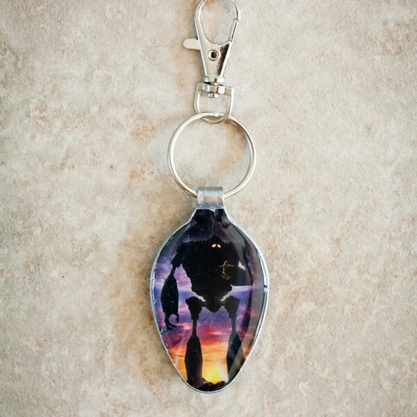 Iron Giant 2D Upcycled Spoon Necklace or Keychain