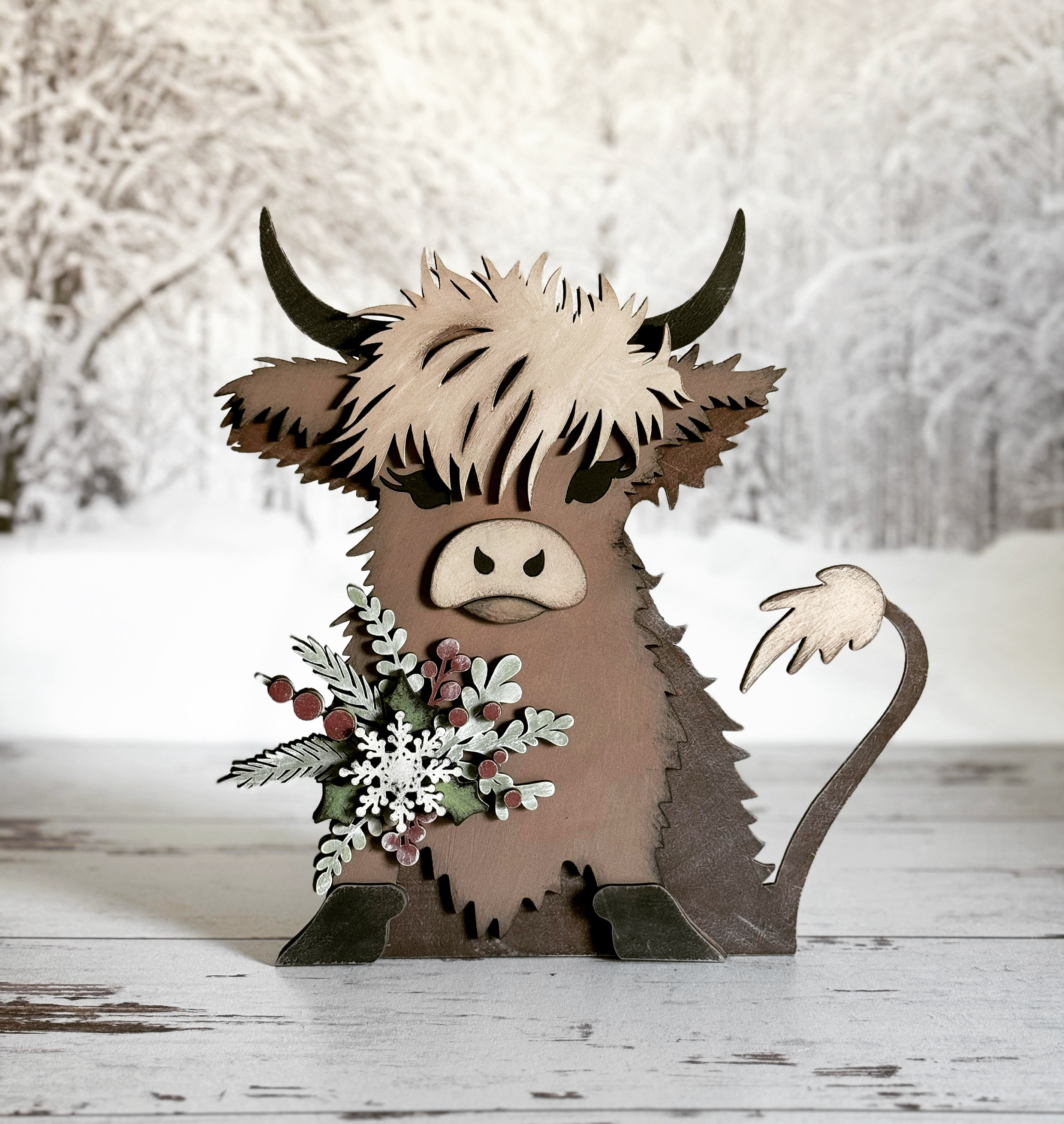 Christmas Highland Cow SVG Digital Download For Glowforge or Laser For 1/8” and 1/4” Material Not a Physical Item Read Item Description