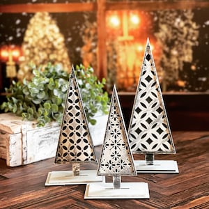 Farmhouse Style Christmas Trees Set of 6 W/ Stars SVG Digital Download for Glowforge or Laser For 1/8” and 1/4” Material Not a Physical Item