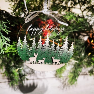 Deer family Christmas Ornament Set SVG Digital Download for Glowforge or Laser