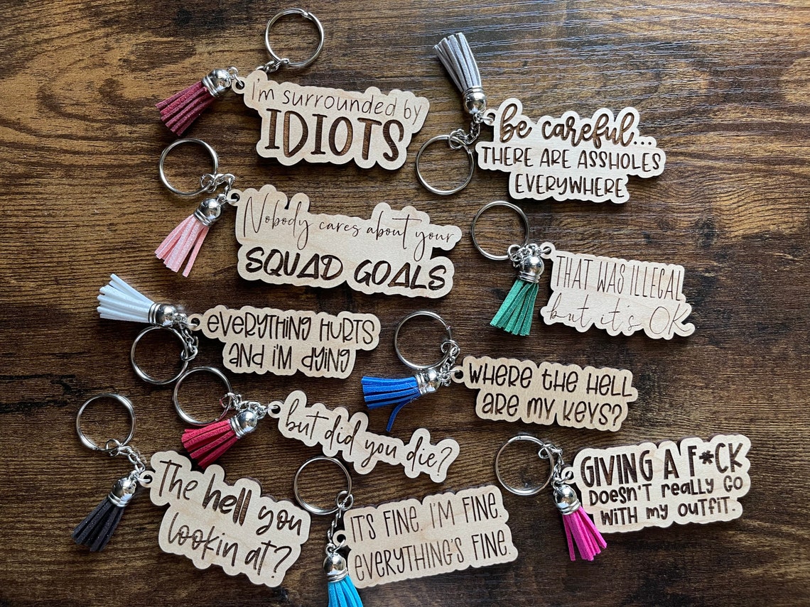 Funny Adult Keychains Set of 10 SVG Digital Download for | Etsy