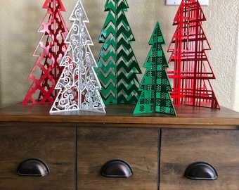 Árbol de Navidad 3D grande de 1/8" (5 unidades) SVG (descarga digital) para Glowforge o láser (no es un artículo físico)