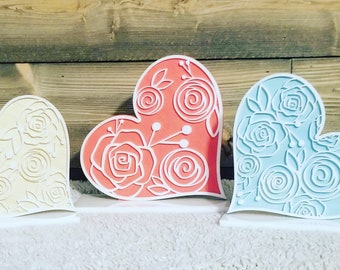 Floral Valentine Hearts on Stands for Mantle or Table Top -SVG Digital Download for Glowforge -Not a Physical Product