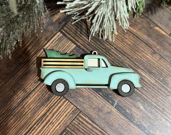Farm Truck Ornament with Christmas Tree SVG Can be Personalized Digital Download for Glowforge or Laser Not Physical Item READ Item Details