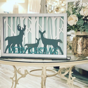 Deer Family Shadowbox Sign SVG Digital Download For Glowforge or Laser -Not a Physical Item