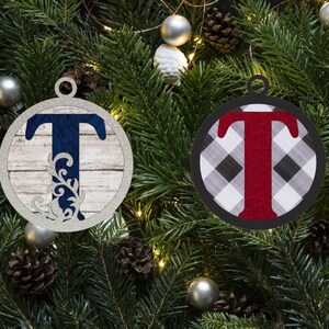 Flourish Monogram Letter T Christmas Ornament / Initial Ornament SVG Digital Download for Glowforge or Laser -Not a Physical Product