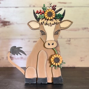 Sunflower Holstein Cow SVG Digital Download For Glowforge or Laser For 1/8” and 1/4” Material Not a Physical Item Read Item Description