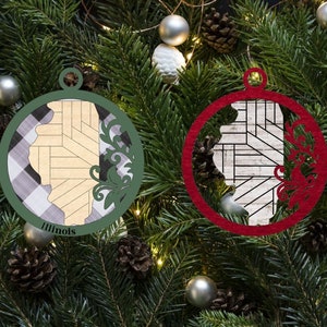 Flourish Illinois Round Christmas Ornament Digital File voor Glowforge of Laser -Geen fysiek product