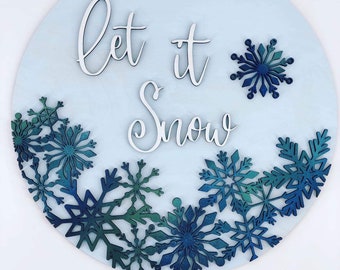 Let It Snow Snowflake Round Sign 18" SVG Digital Download for Glowforge or Laser
