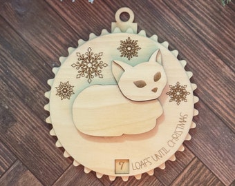 Christmas Kitty Loaf Countdown Ornament SVG Digital Download für Glowforge oder Laser NICHT ein physisches Produkt - LESEN Sie die Artikelbeschreibung