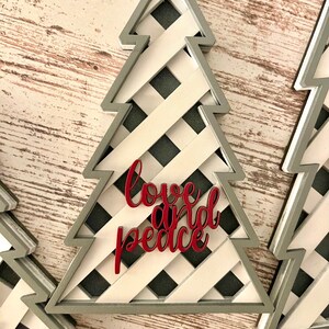 Lattice Christmas Trees w Stands and Words Set of 5 SVG Digital Download for Glowforge or Laser image 5