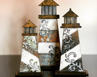 Lighthouse Trio SVG For Glowforge or Laser For 1/8” and 1/4” Material Not a Physical Item Read Item Description for Instructions