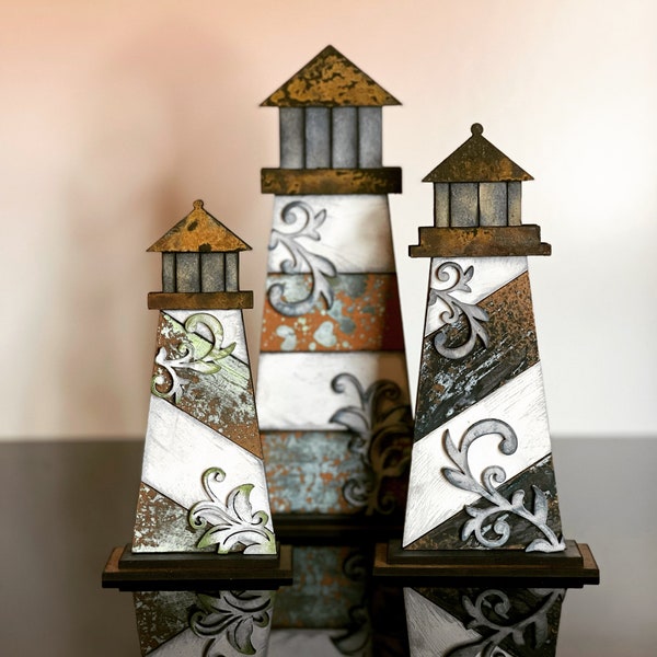 Lighthouse Trio SVG For Glowforge or Laser For 1/8” and 1/4” Material Not a Physical Item Read Item Description for Instructions