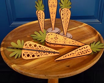 Farmhouse Style 3D Carrots Set of 6 Shelf Sitters SVG Digital Download for Glowforge or Laser For 1/8” Material Only Not a Physical Item