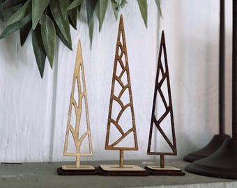 Modern Christmas Tree Shelf Sitters Set of 3 SVG Digital Download For Glowforge or Laser -For 1/8” and 1/4” Material Not Physical Item