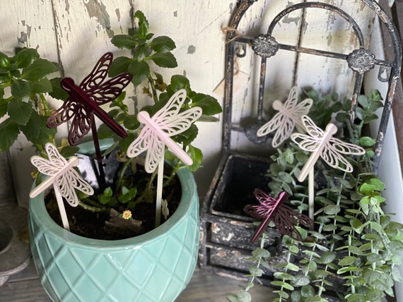 3D Dragonfly Plant and Garden Stakes Set of 6 SVG Digital Download for Glowforge or Laser 1/8” Material Only Not a Physical Item
