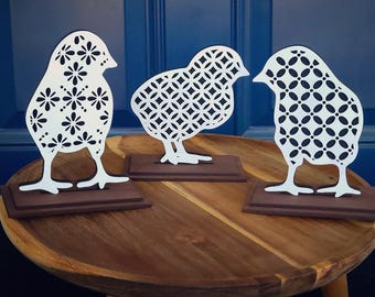 Farmhouse Style Chicks Shelf Sitters Set of 3 SVG Digital Download for Glowforge or Laser for 1/8" and 1/4" Materials READ Item Description