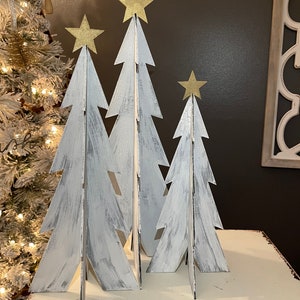 3D Farmhouse Style Trees with Stars Set of 3 SVG Digital Download For Glowforge or Laser For 1/8 and 1/4" Material