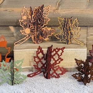 Folhas em pé com padrão 3D - Conjunto de 7 - Download digital SVG para Glowforge ou Laser -Não é um item físico Apenas para material de 1/8"