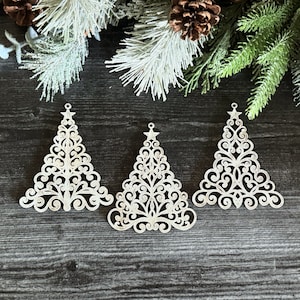 Swirly Christmas Tree Ornaments Set of 3 SVG Digital Download for Glowforge or Laser -Not a Physical Item Read Item Description