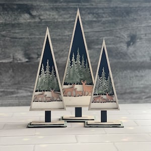 Deer Family Trees Set of 3 SVG Digital Download for Glowforge or Laser For 1/8” and 1/4” Material Not a Physical Item READ Item Description