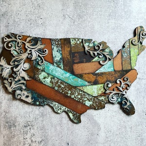 Rustic Flourish USA Map Door Hanger or Wall Sign SVG Digital Download for Glowforge or Laser Not a Physical Item Read Item Description