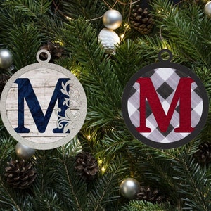 Flourish Monogram Letter M Christmas Ornament / Initial Ornament SVG Digital Download for Glowforge or Laser -Not a Physical Product