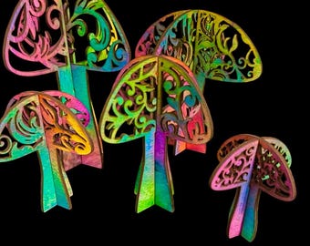 3D Mushrooms Set of 5 SVG Digital Download For Glowforge or Laser For 1/8” Material Only Not a Physical Item
