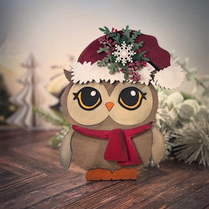 Christmas Owl Shelf Sitter SVG Digital Download For Glowforge or Laser For 1/8” and 1/4” Material Not a Physical Item Read Item Description
