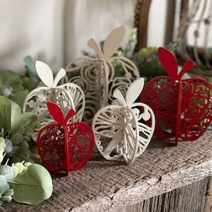 3D Floral Stehende Äpfel - 5er Set - SVG Digital Download für Glowforge oder Laser - Kein physisches Produkt - NUR für 1/8 ”MATERIAL