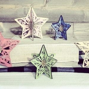Stelle di Natale 3D per il mantello o il piano del tavolo SVG Download digitale per Glowforge o laser Non è un oggetto fisico (per materiale da 1/8 ")