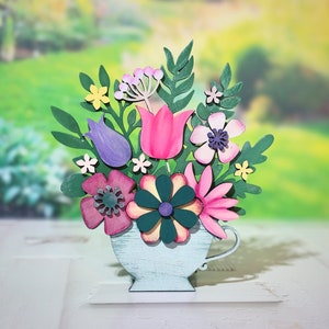 Floral Teacup Arrangement SVG Digital Download For Glowforge or Laser For 1/8” and 1/4” Material Not a Physical Item -READ Item Description