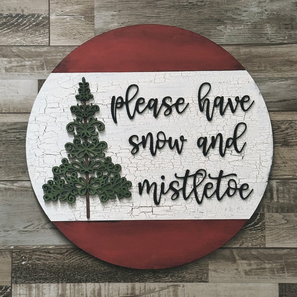 Christmas Tree Welcome Door Hanger Sign for 18” Rounds SVG Digital Download for Glowforge or Laser Not a Physical Item READ Item Description