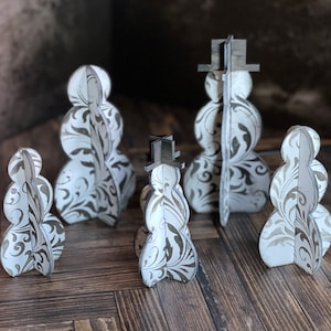1/4” 3D Snowmen Shelf Sitters Set of 8 SVG Digital Download For Glowforge or Laser Not a Physical Item