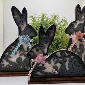 Flourish Farmhouse Style Bunnies Set de 3 SVG Téléchargement numérique pour Glowforge ou Laser pour 1/8 « et 1/4 » Matériel non physique