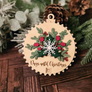 Mistletoe and Holly Christmas Countdown Ornament SVG Digital Download for Glowforge or Laser NOT A Physical Item -READ Item Description