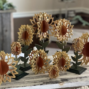 3D Sunflowers Set of 10 SVG Digital Download For Glowforge or Laser 1/8” Material Only Not a Physical Item