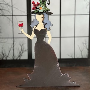 Witch With Wine Glass Shelf Sitter SVG Digital Download For Glowforge or Laser For 1/8” 1/4” Material Not a Physical Item Read Item Details