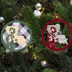 Flourish Louisiana Round Christmas Ornament Digital File for Glowforge or Laser - Not a Physical Product