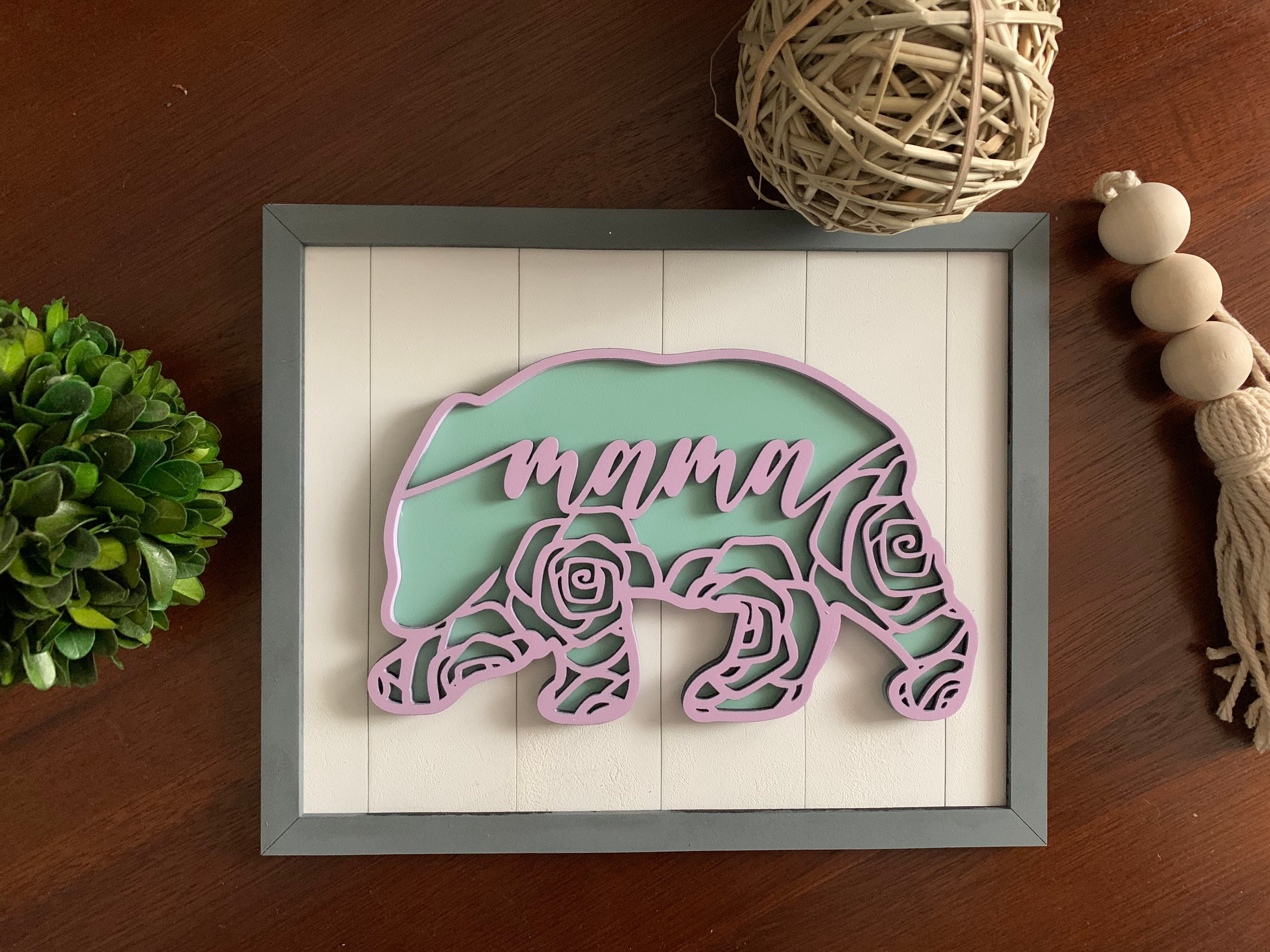 Download Mama Bear Framed Shiplap Sign and Keychain SVG File for | Etsy