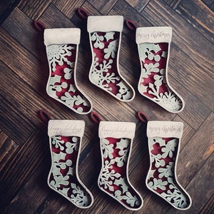 Mistletoe and Holly Stocking Ornaments Set of 6 SVG Digital Download For Glowforge or Laser Not a Physical Item Read Item Description