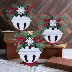 Mistletoe and Holly Jingle Bells Shelf Sitters Set of 3 SVG Digital Download for Glowforge or Laser For 1/8 & 1/4” Material Read Item Detail