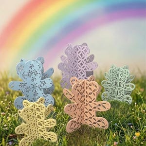 Farmhouse Style 3D Teddy Bears Set of 5 Shelf Sitters SVG Digital Download for Glowforge or Laser For 1/8” Material Only Not a Physical Item