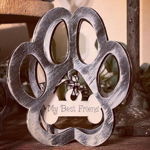 3D Paw Print Shelf Sitters & Ornament Set of 8 With 6 Tags SVG Digital Download For Glowforge or Laser